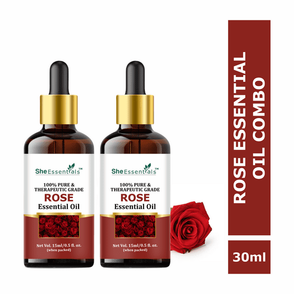 She Essentials Rose Essential Oil 100% Natural & Pure for Hair, Skin & Aromatherapy for Man & Woman