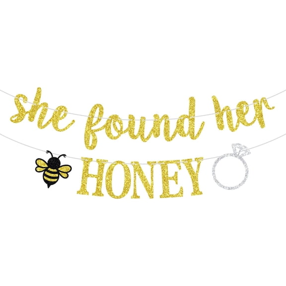 She Found Her Honey Banner, Honey Bee Bride to Bee, Bumble Theme Wedding Bridal Shower Engagement Bachelorette Party Decorations Supplies