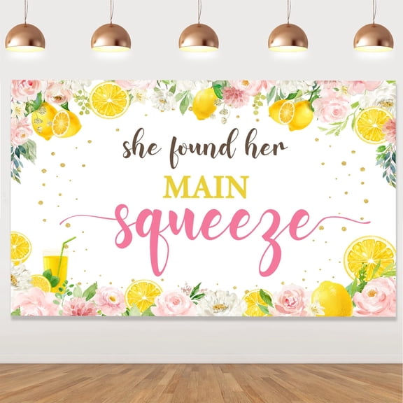 She Found Her Main Squeeze Backdrop Lemon Bridal Shower Lemonade Bachelorette Party Decorations Bride To Be Wedding Photo Banner