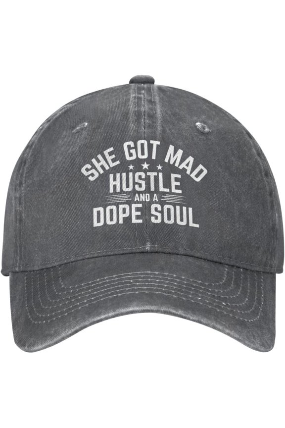 She Got Mad Hustle and A Dope Soul Hat for Men Women Trucker Hat Baseball Cap Funny Hat Gifts