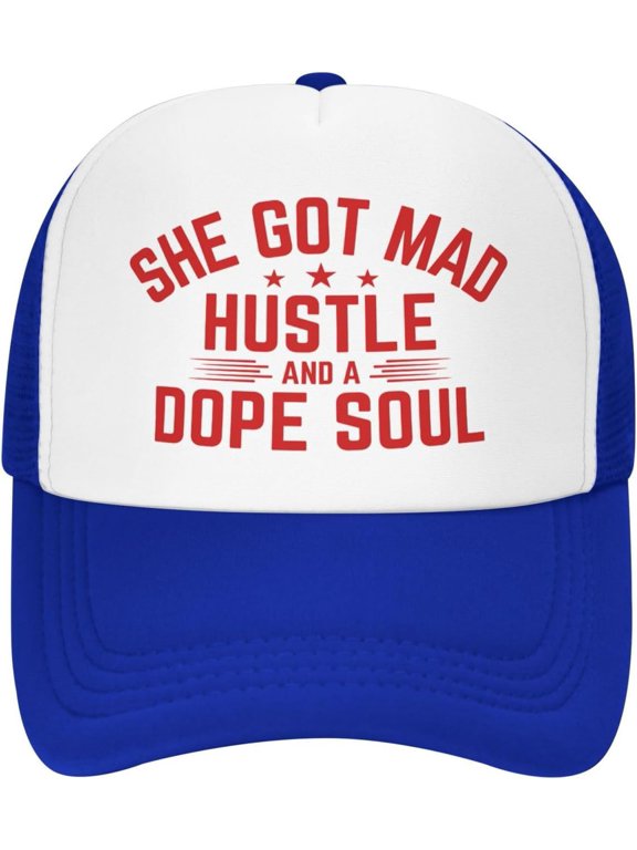 She Got Mad Hustle and A Dope Soul Mesh Cap Men Women Baseball Cap Trucker Hat Sports Cap