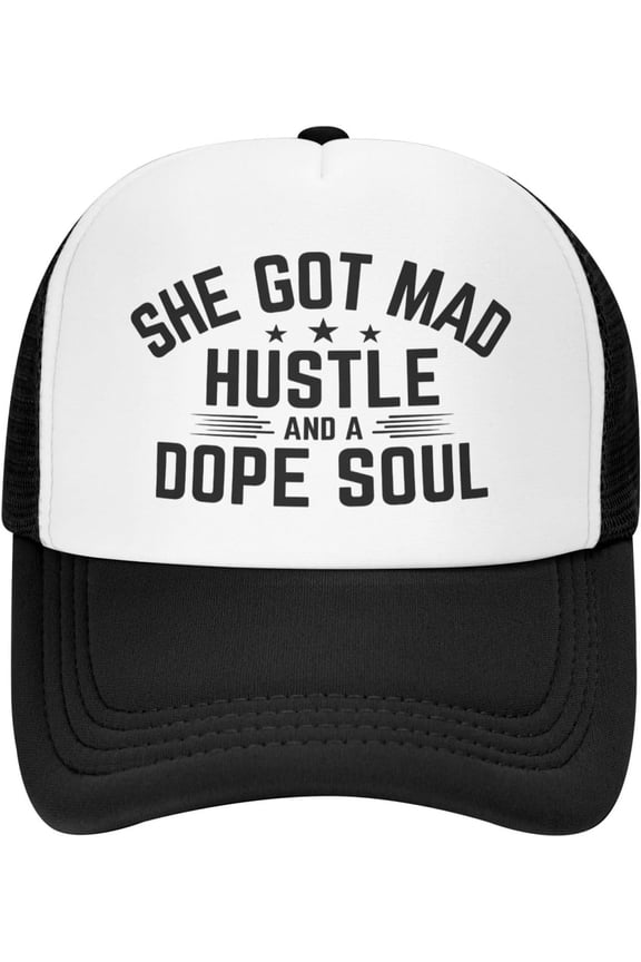 She Got Mad Hustle and A Dope Soul Mesh Cap Men Women Baseball Cap Trucker Hat Sports Cap