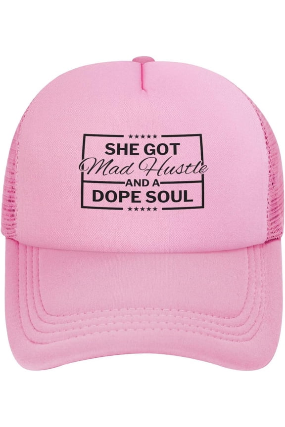 She Got Mad Hustle and A Dope Soul Mesh Hat Men Women Baseball Cap Trucker Hat Funny Cap