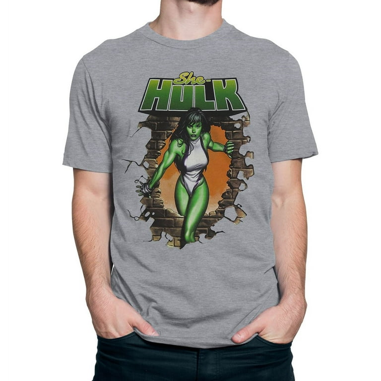 She-Hulk Busting Bricks Men's T-Shirt-3XLarge