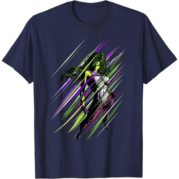 She-Hulk Lined Portrait DTG Print Unisex T-Shirt,Navy Color,Size 2XL