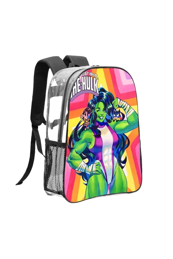 She Hulk-theme Clear Backpack Heavy Duty Transparent Bag See Through Bookbag for Work, Sport, College, Travel12.2X16.9"(31X43cm)