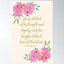 She Is Clothed With Strength And Dignity Bible Verse Poster Wall Art, Modern Wall Decor For Living Room Bedroom, 8x12 UNFRAMED