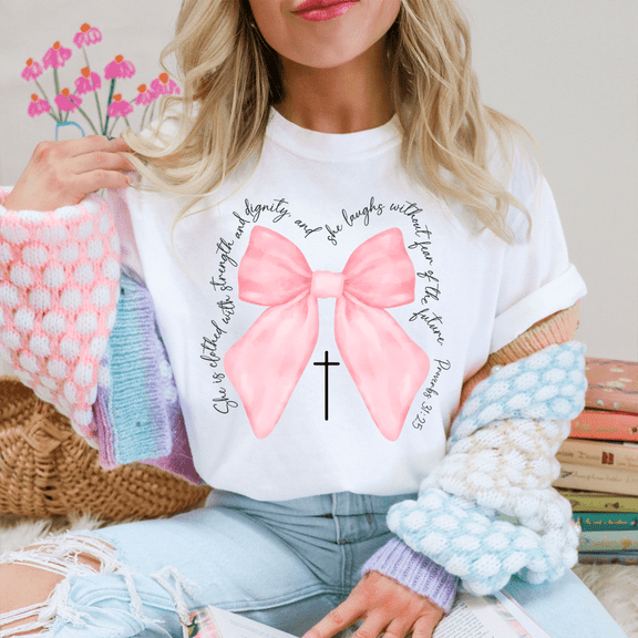 She Is Clothed With Strength And Dignity Tee Ash S Peachy Sunday T-Shirt