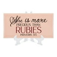 thumbnail image 1 of She Is More Precious Than Rubies Distressed 6 x 3 Ceramic Tabletop Easel Sign, 1 of 3