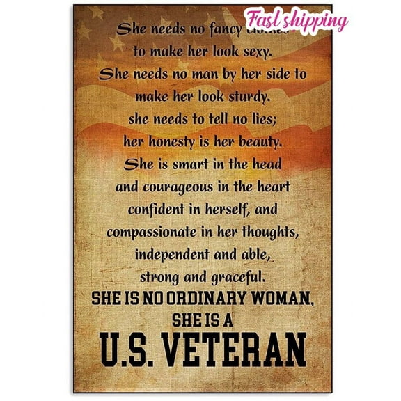 She Is No Ordinary Woman She Is A U.s. Veteran poster Wall Art Vertical 11 x 17 Inch Poster