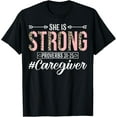 thumbnail image 1 of She Is Strong Proverbs 31:25 - Funny Nurse Caregiver T-ShirtMen and women can wear, black T-shirts, gifts. Age: M,L，XL 2XL, 3XL, 1051XL, 1 of 4
