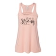 thumbnail image 1 of "She Is Strong, Racerback, Proverbs 31:25, Christian Tank, Workout Clothes, Soft Bella Canvas, Sublimation, Gift For Her, Racerback Tank Top, Peach, SMALL", 1 of 1