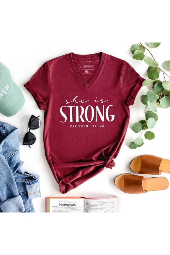 She Is Strong V-Neck