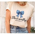 thumbnail image 1 of She Is Worthy Christian Shirt, Proverbs 31 Faith Shirt, Bible Verse Sweatshirt, Girly Faith Design Shirt, Christian Gift Shirt, 1 of 5
