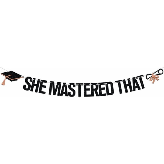 She Mastered That Banner, Happy Master's Degree/You Did It, Congrats Grad Graduate, Master Graduation Party Decorations Supplies for Women Her