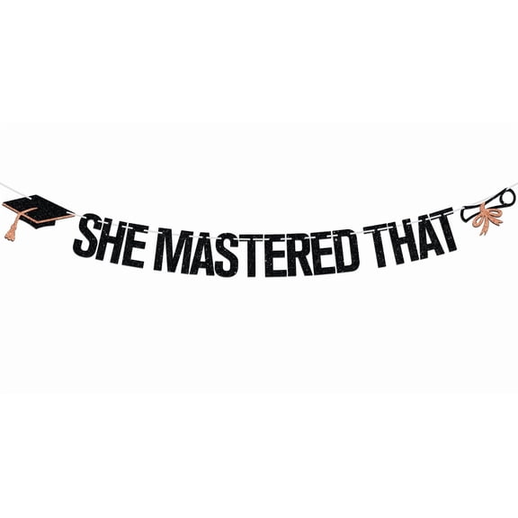 She Mastered That Banner, Happy Master's Degree/You Did It, Congrats Grad Graduate, Master Graduation Party Decorations Supplies for Women Her