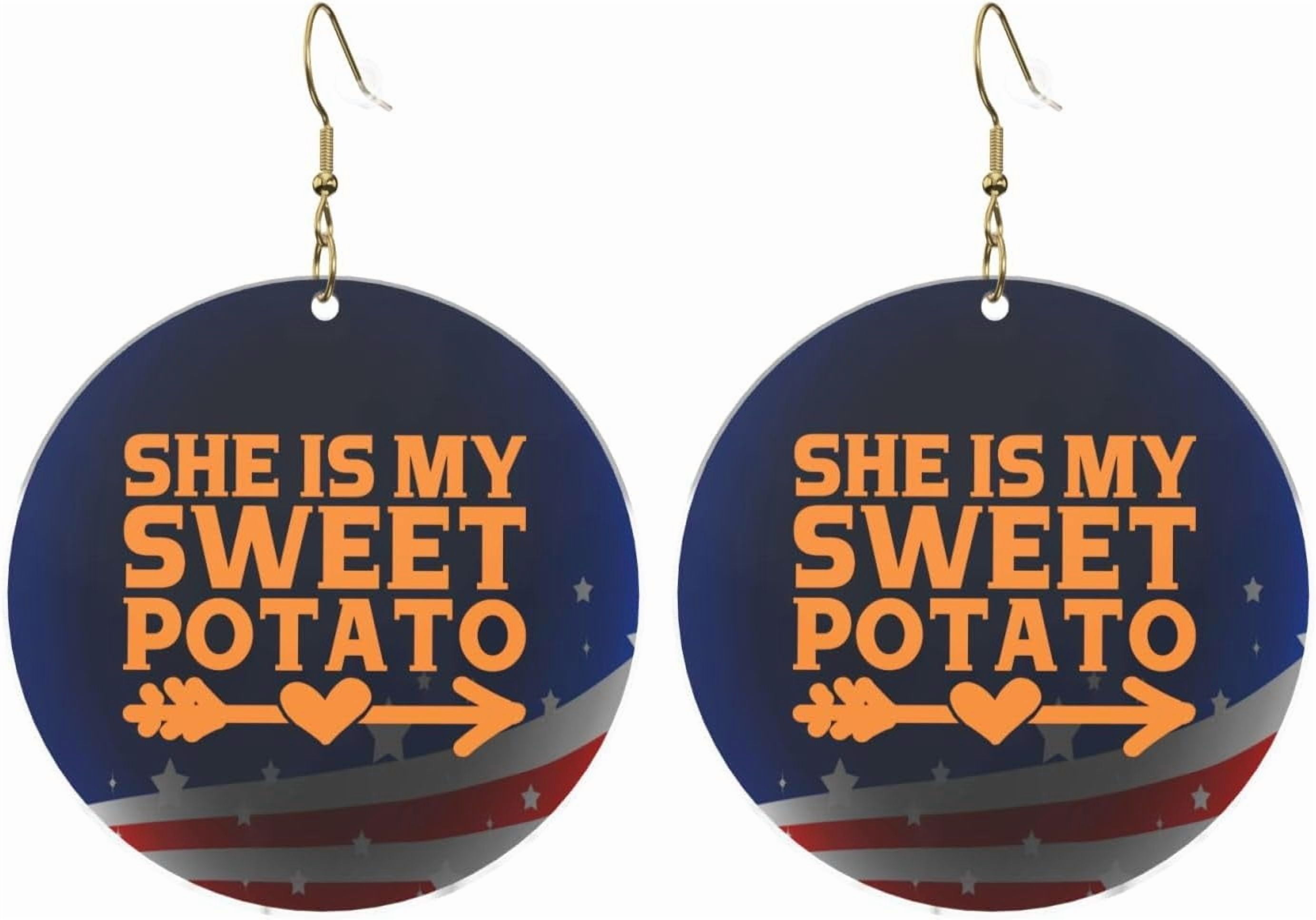 She Premium Is My Sweet Potato Contemporary Round Acrylic Earrings Lightweight Universal For All Occasions[f569]