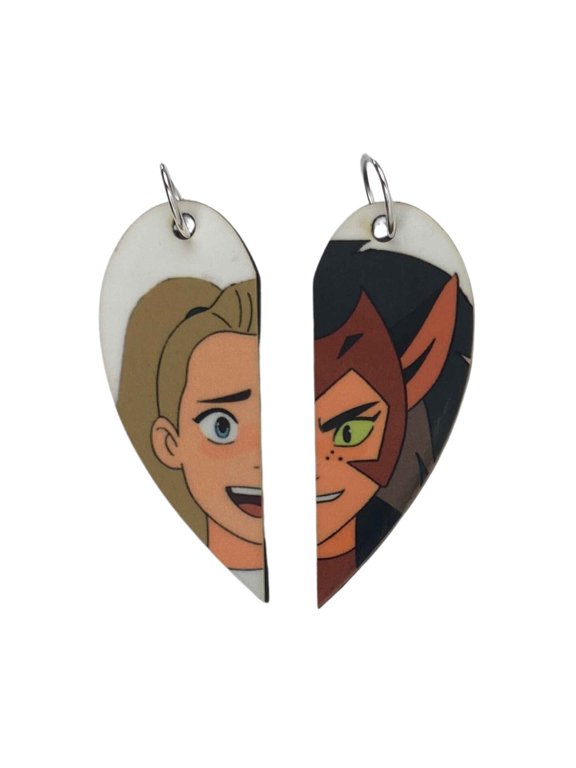 She-Ra & Catra Matching Heart Necklaces or Keyrings | Princesses of Power Couples or BFFs gift | Gifts for Her or Him