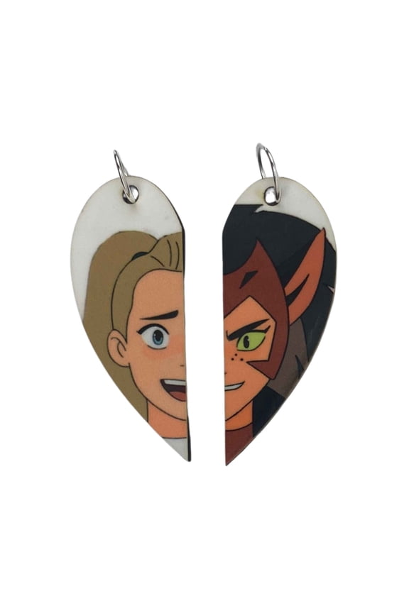 She-Ra & Catra Matching Heart Necklaces or Keyrings | Princesses of Power Couples or BFFs gift | Gifts for Her or Him