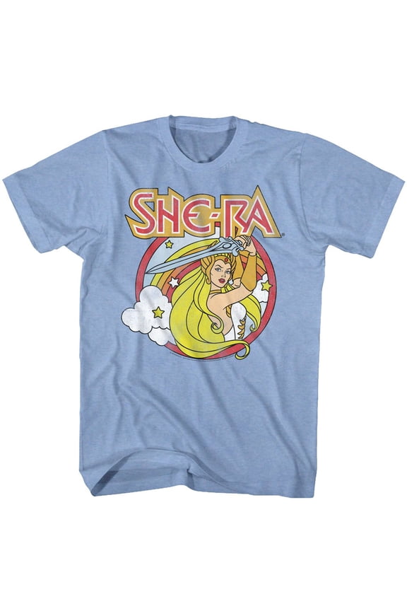 She-Ra Mens T-Shirt - Distressed Sword Swinging Circle Logo Image (Small)