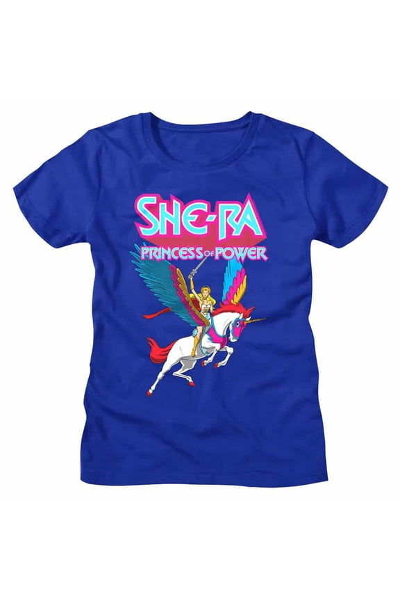 She-Ra Princess of Power on Swiftwind Women's T Shirt (Blue, Women's2XL)