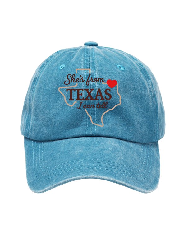 She'S From Texas I Can Tell Vintage Trucker Hat–Retro Slogan Print Dad Hat For Men Women, Breathable Summer Adjustable Baseball Cap