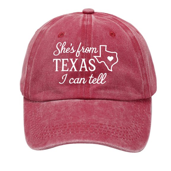 She'S From Texas I Can Tell Vintage Trucker Hat–Retro Slogan Print Dad Hat For Men Women, Breathable Summer Adjustable Baseball Cap