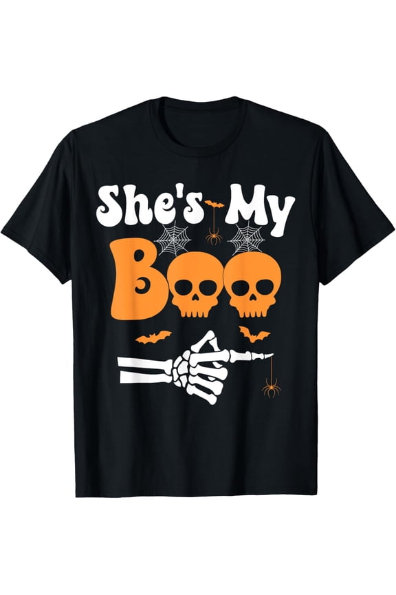 She’S My Boo Skeleton Couples Matching Couple Halloween T-Shirt