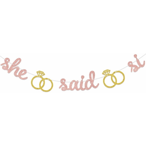 She Said Si Banner, Mexician Wedding Engagement Decorations Banner, Mexican Fiesta Theme Bachelorette Party Decoration Supplies Rose Gold