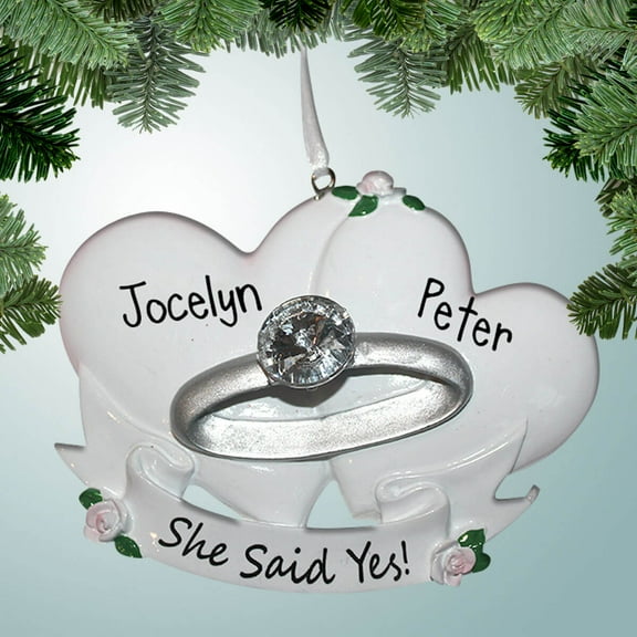 She Said Yes Engagement Ring - Personalized Ornament - Perfect Stocking Stuffer - Great Gift Ideas
