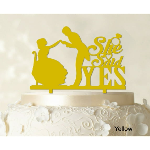 She Said Yes Wedding Cake Topper Custom Name Cake Topper Color Option Available 6"-7" Inches Wide