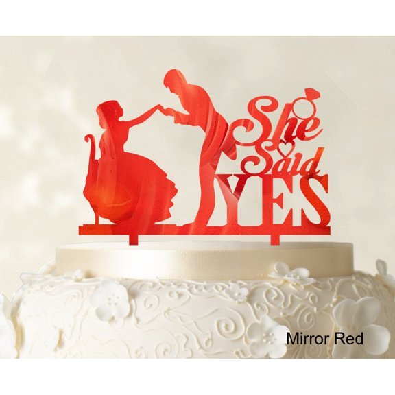 "She Said Yes Wedding Cake Topper Custom Name Cake Topper Color Option Available 6""-7"" Inches Wide"