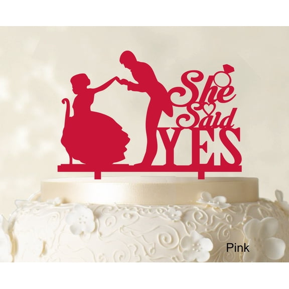 She Said Yes Wedding Cake Topper Custom Name Cake Topper Color Option Available 6"-7" Inches Wide