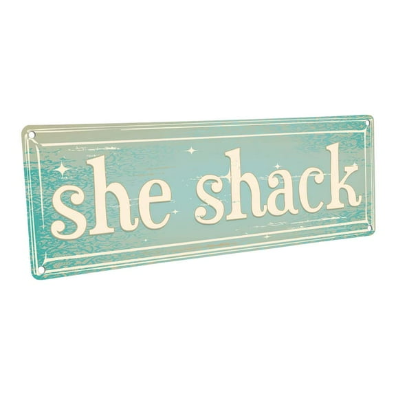 She Shack 4"x12" Metal Sign, Wall Décor for Bath and Laundry