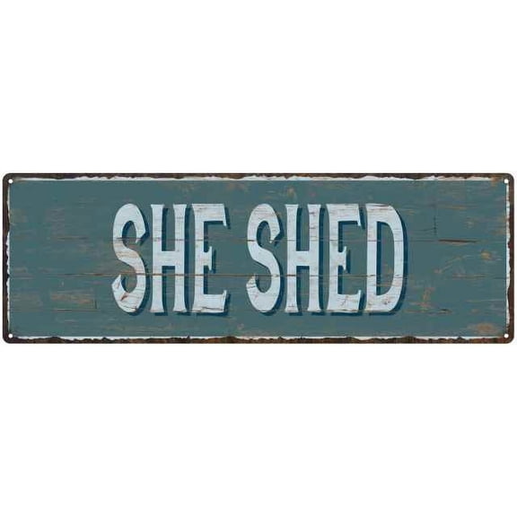 She Shack Beach Style Wood Look Sign Gift Green 6x18 Metal Decor 206180086077