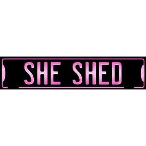 She Shed Metal Sign 16" X 4" Woman Cave Room Backyard Home Wall Decor