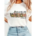 thumbnail image 1 of She Speaks with Wisdom Graphic Tees - Inspirational Women's T-Shirts Fashion Pattern Tops White,M, 1 of 6