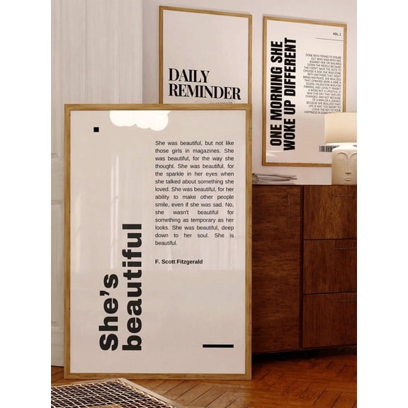 She Was Beautiful Fitzgerald Quote Inspirational Motivational Female Empowerment Art, Unframed Paper Poster 8x10in