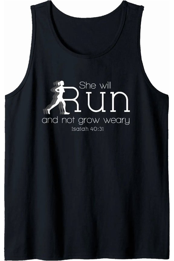 She Will Run And Not Grow Weary Christian Running Tank Top Size S-3XL