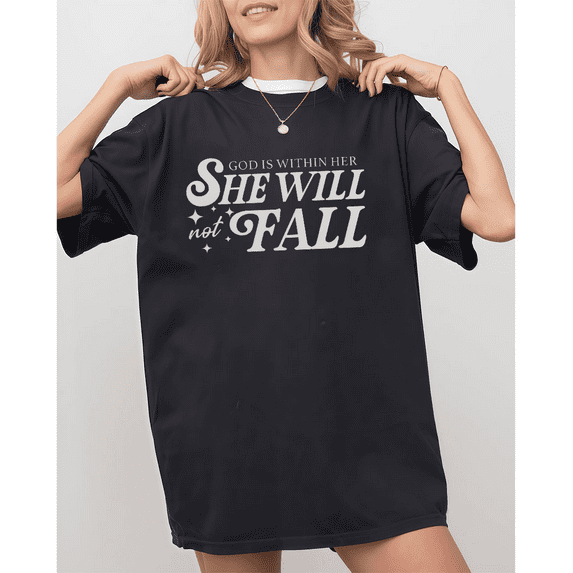 She Will Tee Top Inspirational Design Soft Short Sleeve Round Neck Cotton Comfort Fit Colors Black S-5XL