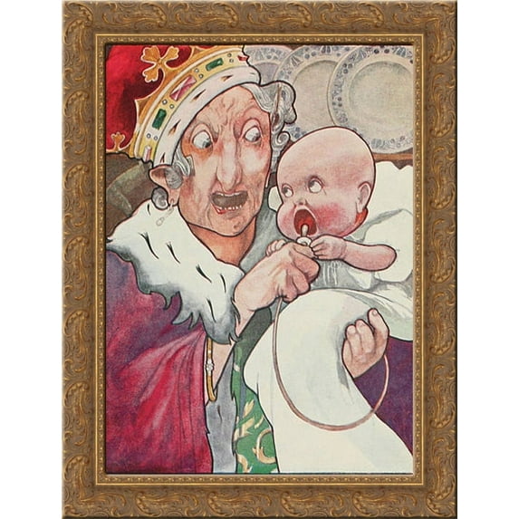 She began nursing her child again singing a sort of lullaby to it 24x18 Gold Ornate Wood Framed Canvas Art by Charles Robinson
