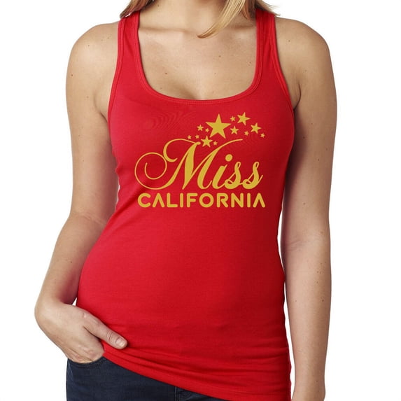 She is Miss California Tank Top Funny Fancy Party Girl Tank Color Red Medium