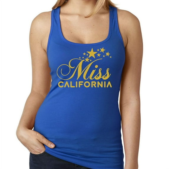 She is Miss California Tank Top Funny Fancy Party Girl Tank Color Royal Blue 2X-Large
