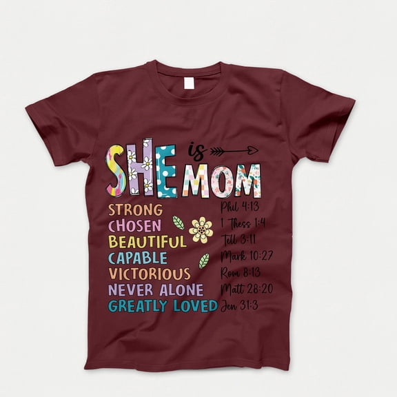 She is Mom T-Shirt, Flower Mom Shirt, Blessed Mom Tshirt, Gift for Mom ,Mother’s Day Gift, Mother's Day Shirt, Retro Mama Quotes Tee Top