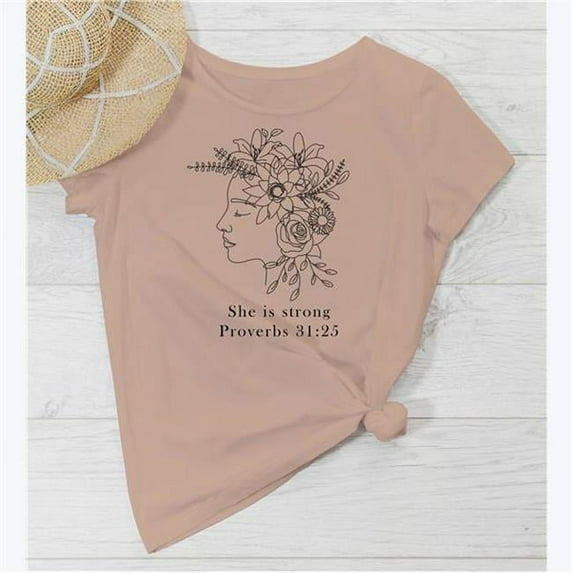 She is Strong T-Shirt, Heather Prism Peach - Extra Large