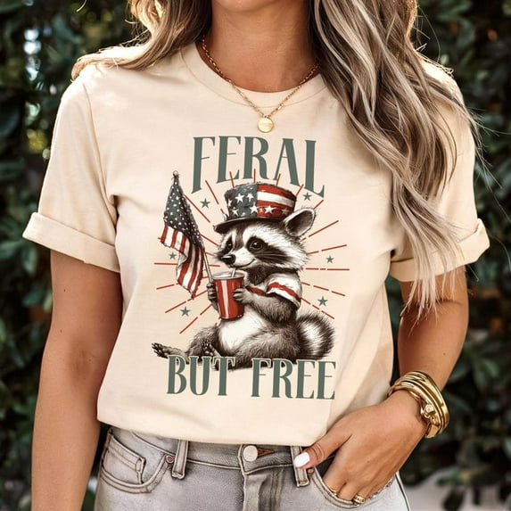 Funny 4th of July Shirt Feral Raccoon TShirt Fireworks Shirt Feral Girl Summer Racoon Meme Trendy Gift, Patriotic Gift, Freedom Tee, Gift