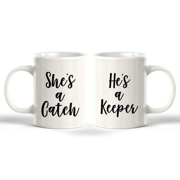 She's A Catch / He's A Keeper (2 Pack) 11oz Plastic Coffee Mug