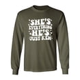 thumbnail image 1 of She's Everything He's Just Ken Adult Long Sleeve T-shirt, 1 of 3