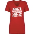 thumbnail image 1 of She's Everything He's Just Ken Womens V-Neck T-Shirt, 1 of 2