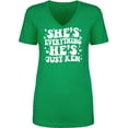 thumbnail image 1 of She's Everything He's Just Ken Womens V-Neck T-Shirt, 1 of 2